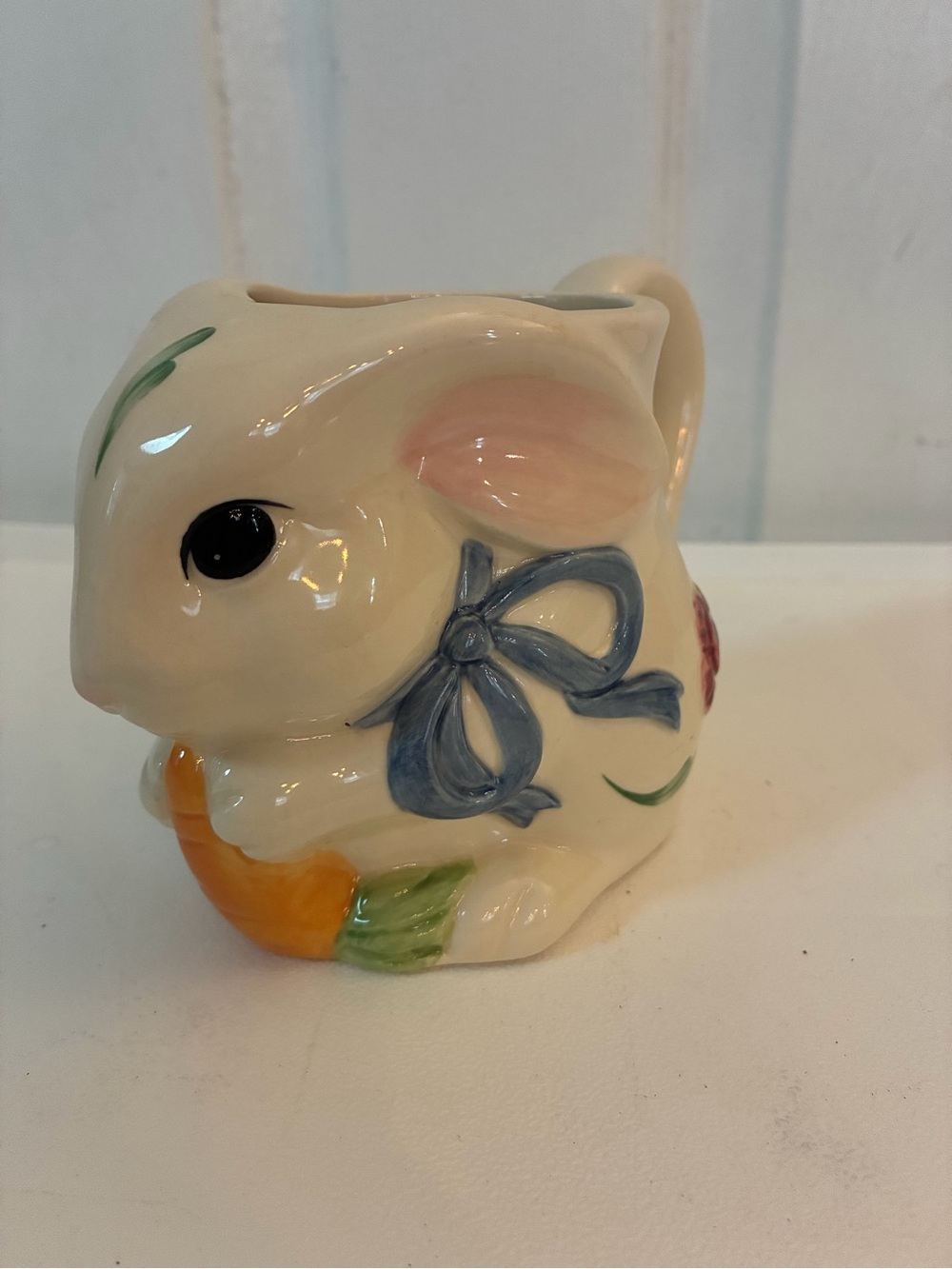 Lenox Barnyard Collection Poppies on Blue Easter Bunny Rabbit Ceramic Mug